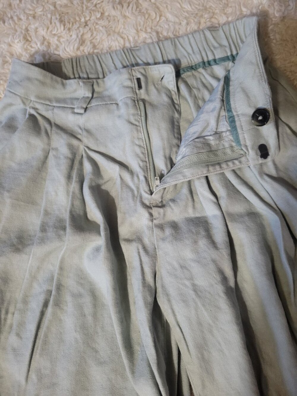 Anthropologie Avery Pleated Linen Wide Leg Trouser Sage Green | XXSP By Maeve - Picture 4 of 13